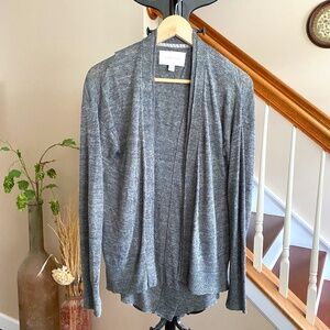 Brochu Walker Linen Open Grey Cardigan with Cross Back Cut Size M